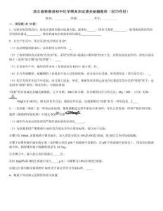 湖北省蘄春縣初中化學期末測試通關(guān)秘籍題庫（輕巧奪冠）
