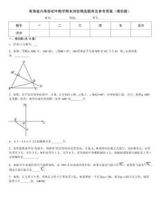 青海省興海縣初中數學期末測驗精選題庫及參考答案（模擬題）