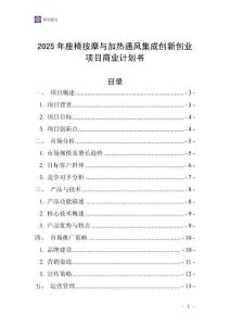 2025年座椅按摩與加熱通風(fēng)集成創(chuàng)新創(chuàng)業(yè)項(xiàng)目商業(yè)計(jì)劃書