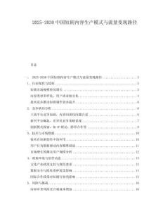 2025-2030中國短劇內容生產模式與流量變現路徑