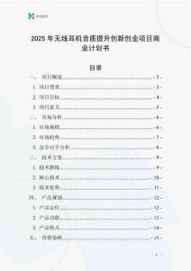 2025年無線耳機音質提升創新創業項目商業計劃書