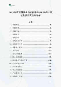 2025年高清攝像頭逆光補償與HDR技術創新創業項目商業計劃書