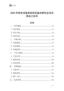 2025年購車送智能家居設(shè)備創(chuàng)新創(chuàng)業(yè)項目商業(yè)計劃書