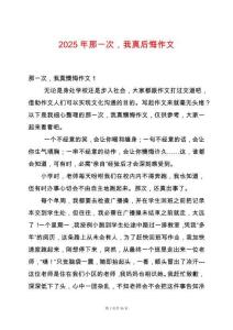 2025年那一次，我真后悔作文
