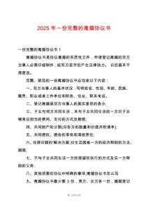 2025年一份完整的離婚協議書