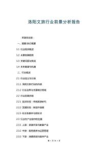 洛陽(yáng)文旅行業(yè)前景分析報(bào)告