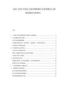 2025-2030中國電子廢棄物拆解行業盈利模式與政策依賴度分析報告