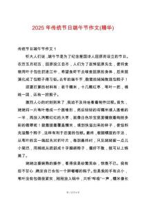 2025年傳統(tǒng)節(jié)日端午節(jié)作文(精華)