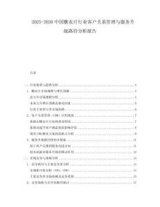 2025-2030中國糖衣片行業(yè)客戶關(guān)系管理與服務(wù)升級路徑分析報(bào)告