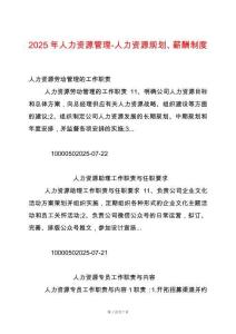 2025年人力資源管理-人力資源規劃、薪酬制度