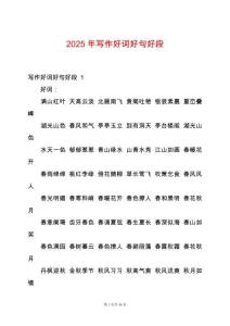 2025年寫作好詞好句好段