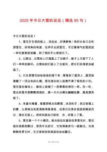 2025年今日大雪的說說（精選95句）