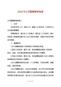 2025年公司薪酬管理制度