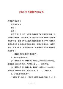 2025年夫妻婚內協議書