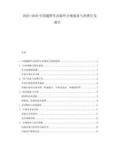 2025-2030中國越野車改裝件合規(guī)要求與消費行為報告