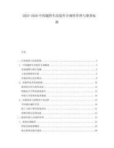 2025-2030中國越野車改裝件合規(guī)性管理與賽事標準