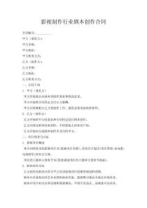 影視制作行業(yè)劇本創(chuàng)作合同