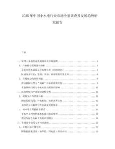 2025年中國小水電行業市場全景調查及發展趨勢研究報告