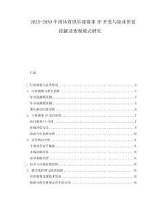 2025-2030中國體育俱樂部賽事IP開發與商業價值挖掘及變現模式研究