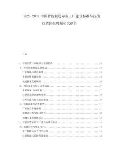 2025-2030中國智能制造示范工廠建設標準與技改投資回報周期研究報告