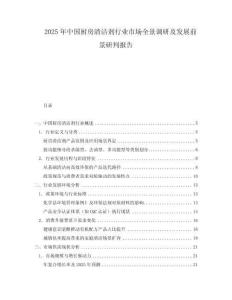 2025年中國廚房清潔劑行業市場全景調研及發展前景研判報告