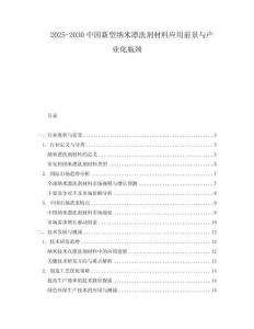 2025-2030中國新型納米漂洗劑材料應(yīng)用前景與產(chǎn)業(yè)化瓶頸