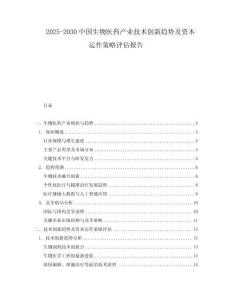 2025-2030中國生物醫(yī)藥產(chǎn)業(yè)技術(shù)創(chuàng)新趨勢及資本運(yùn)作策略評估報告