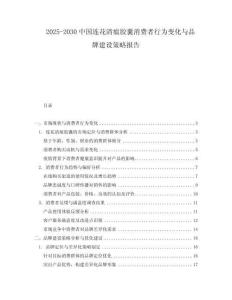 2025-2030中國連花清瘟膠囊消費者行為變化與品牌建設策略報告