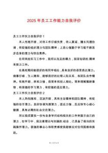 2025年員工工作能力自我評價