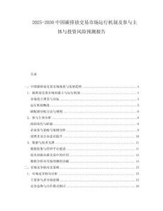 2025-2030中國碳排放交易市場運行機制及參與主體與投資風險預測報告