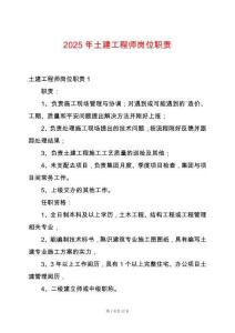 2025年土建工程師崗位職責