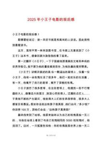 2025年小王子電影的觀后感
