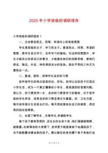 2025年小學班級的調研報告