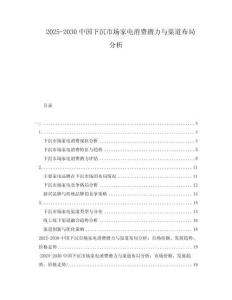 2025-2030中國(guó)下沉市場(chǎng)家電消費(fèi)潛力與渠道布局分析