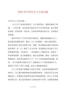 2025年小學生小王子讀后感