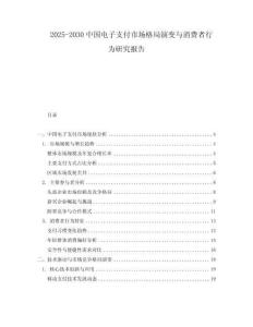 2025-2030中國電子支付市場格局演變與消費者行為研究報告