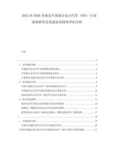 2025至2030全球及中國(guó)混合動(dòng)力汽車（HEV）行業(yè)深度研究及發(fā)展前景投資評(píng)估分析