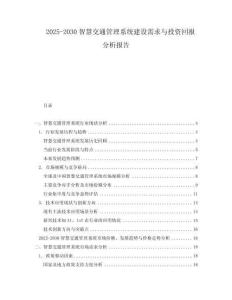 2025-2030智慧交通管理系統(tǒng)建設(shè)需求與投資回報(bào)分析報(bào)告
