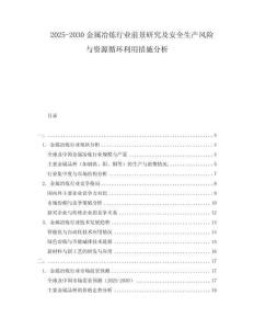 2025-2030金屬冶煉行業(yè)前景研究及安全生產風險與資源循環(huán)利用措施分析