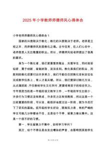 2025年小學(xué)教師師德師風(fēng)心得體會(huì)
