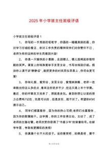 2025年小學(xué)班主任班級(jí)評(píng)語(yǔ)