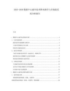 2025-2030數據中心液冷技術降本路徑與市場接受度分析報告