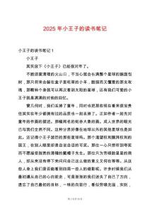2025年小王子的讀書筆記