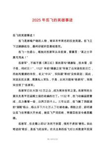 2025年岳飛的英雄事跡