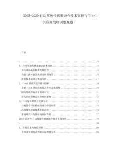 2025-2030自動駕駛傳感器融合技術(shù)突破與Tier1供應(yīng)商戰(zhàn)略調(diào)整觀察