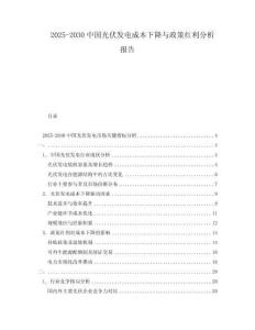 2025-2030中國光伏發(fā)電成本下降與政策紅利分析報告