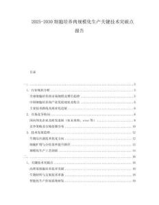 2025-2030細胞培養(yǎng)肉規(guī)模化生產(chǎn)關(guān)鍵技術(shù)突破點報告