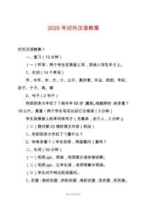 2025年對(duì)外漢語(yǔ)教案