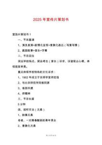 2025年宣傳片策劃書