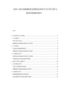 2025-2030腐植酸重金屬修復劑項目可行性分析與投資回報測算報告